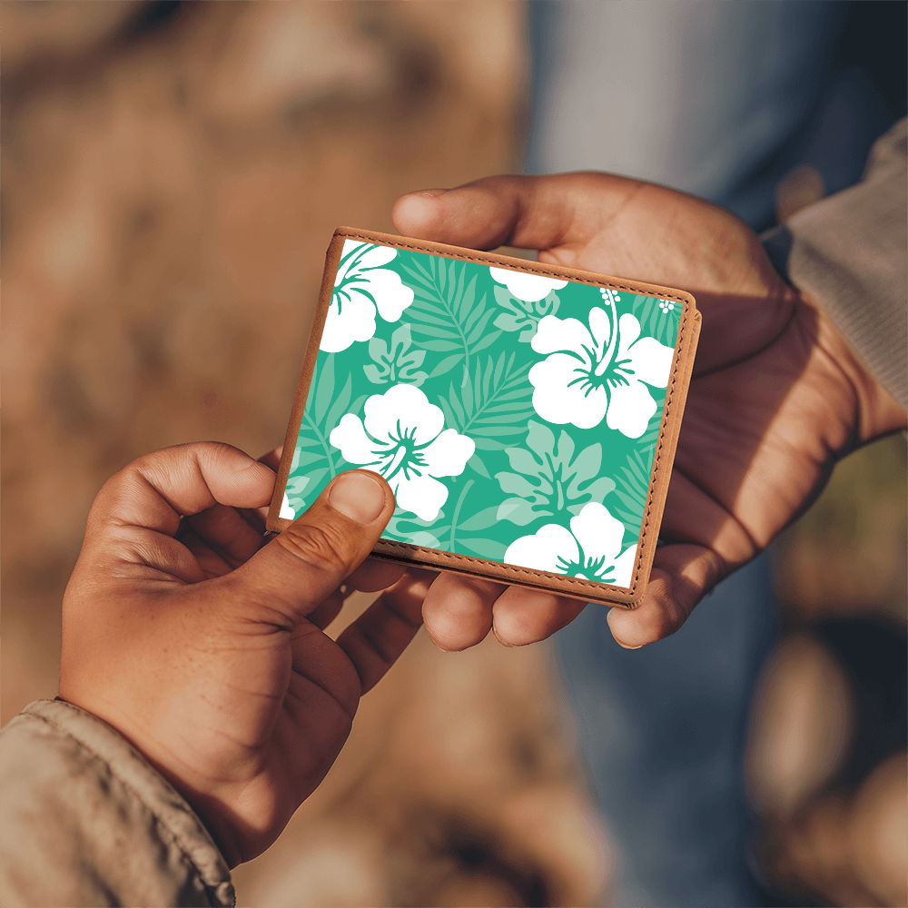 Unisex Green Hibiscus Wallet