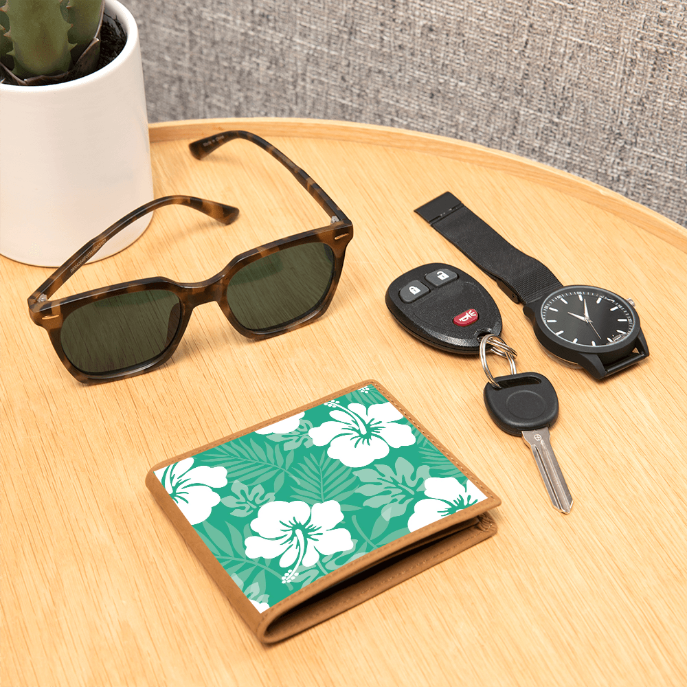 Unisex Green Hibiscus Wallet