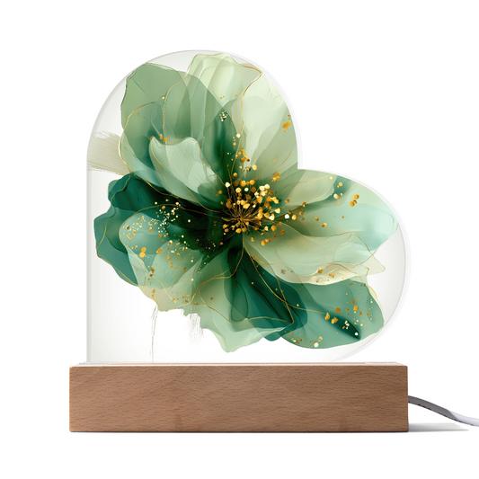 Green Symphony Acrylic Heart Plaque