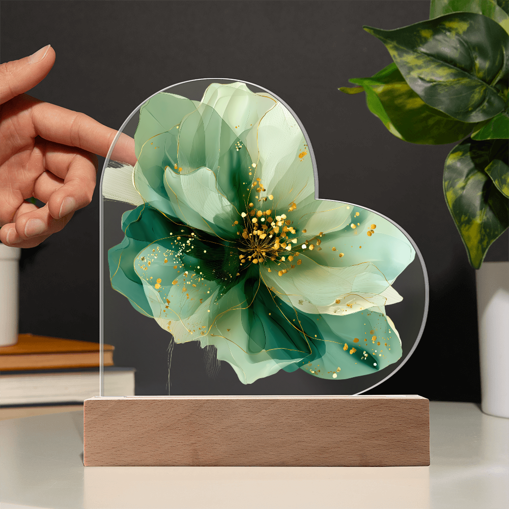 Green Symphony Acrylic Heart Plaque