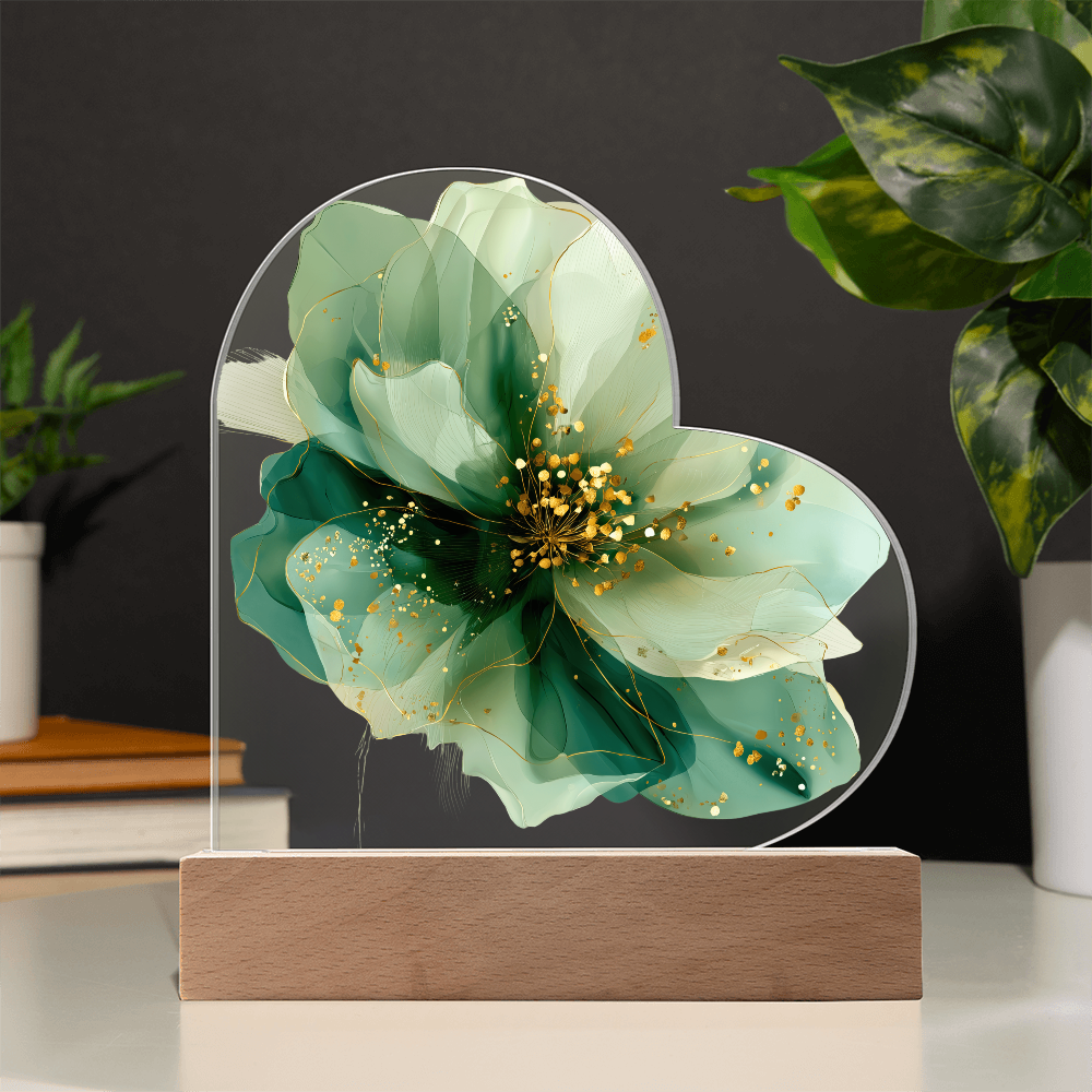 Green Symphony Acrylic Heart Plaque