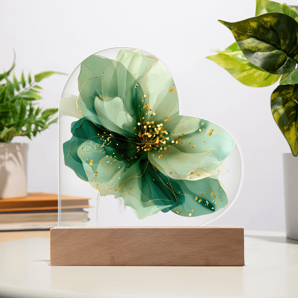 Green Symphony Acrylic Heart Plaque
