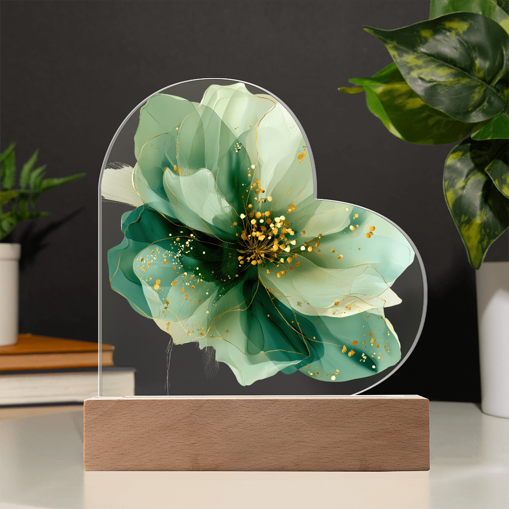 Green Symphony Acrylic Heart Plaque