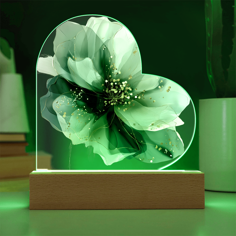 Green Symphony Acrylic Heart Plaque