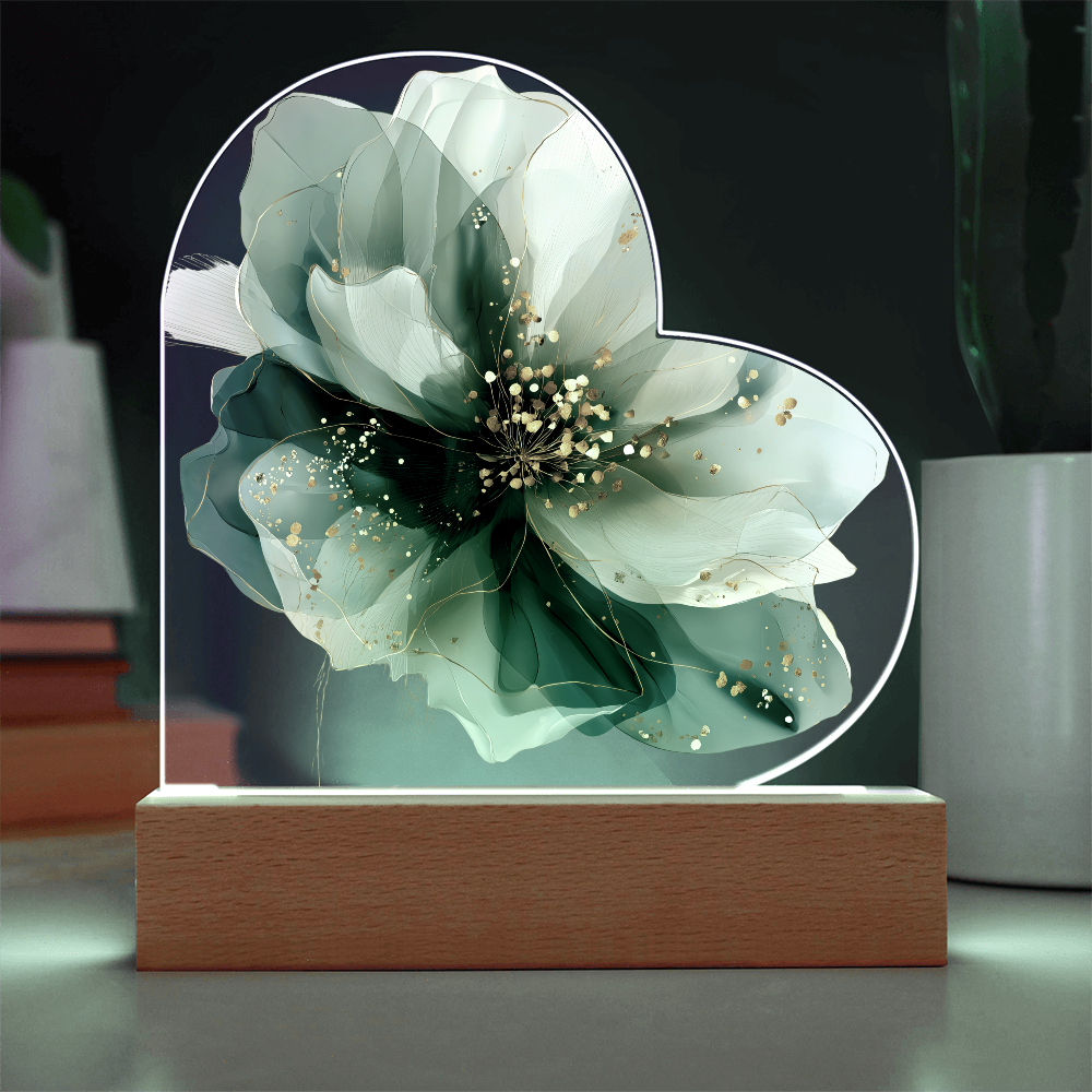 Green Symphony Acrylic Heart Plaque