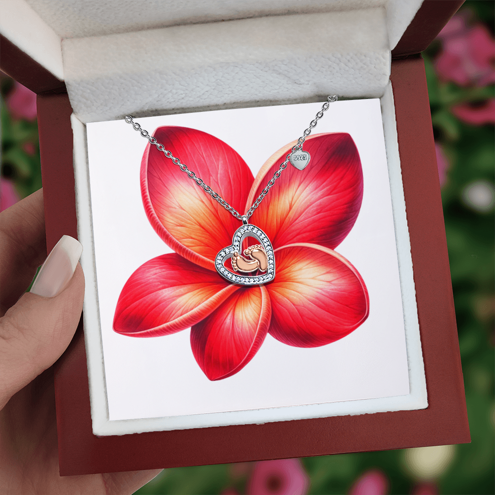 Baby Feet Heart Necklace